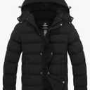 Wantdo Men's Hooded Winter Coat Warm Puffer Jacket Thicken Cotton Coat with Removable Hood,  Black, 3XL