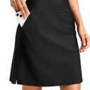 Viodia Women's 20" Long Swim Skirt Skort High Waisted Modest Bathing Suit Swimsuit Bottoms Beach Tankini Bikini with Skirt (Large, Black)