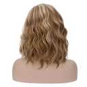 BERON Blonde Brown 14'' Wigs for Women Girls Short Curly Wavy Wig 35 cm Side Part Shoulder Length Hair Funny 14" Highlights Color Wig Heat Resistant Synthetic Cosplay Daily Party Wigs