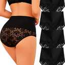 Tummy Control Womens Underwear Seamless High Waist Lace Shapewear Stay-Put Waist Seamless Tummy Control Breathable 78% Polyamide 22% Elastane Sexy Lace Detail Under Dresses Size L