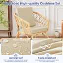 Outdoor Chair Cushions Set of 4 for Outdoor Patio Furniture, Waterproof Patio Seat Cushions with Handle & Ties, 3 Year Color Fastness Square Garden Sofa Couch Pads, 19" x 19" x 3", Beige