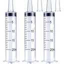 20ml Syringe for Liquid, Oral, Scientific Labs, Measurement, Dispensing, with Cap- 3 Pack 20ml Syringes