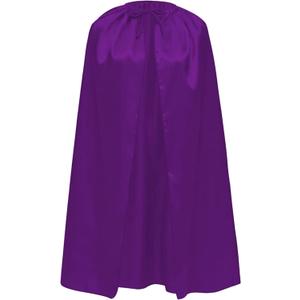 Costume Cape for Adults and teenager Satin Cloak for Cosplay Halloween, Carnival, Superhero, Birthday Party (Purple)