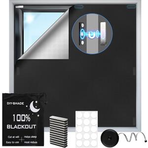 100% Magnetic Black Out Window Cover 57x35 Blackout Blinds No Drill, Portable Black Out Shades Blackout Curtains for Bedroom,RV,Nursery,Media Room with Strong Magnets