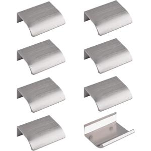 MOROBOR Finger Edge Pull, 8pcs Concealed Handle Aluminum Alloy Invisible Handle 50mm Brushed Nickel Furniture Handles Self-Stick Instant Cabinet Drawer Pulls