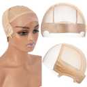 9x6 Lace Wig Caps for Women Wig Caps with Grip Band for Keeping Wigs in Place Beige Glueless Wig Grip Cap with Transparent Lace Wig Caps Non-Slip Adjustable Elastic Headband Blonde