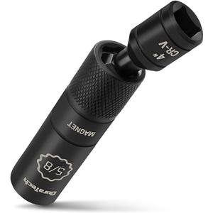 DURATECH 5/8" Swivel Magnetic Spark Plug Socket, 1MM Thin Wall Spark Plugs Socket with 12-Point, Enhanced Magnetic Head & Manganese Phosphate Coating, 3/8" Drive x 4" Total Length, Cr-V Steel Made