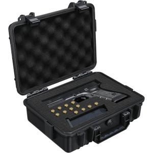CVLIFE Gun Case TSA Approved Handgun Cases, Hard Shell Pistol Case with Customizable Pre-cut Foam Insert, Waterproof & Shock Proof Air Travel Handgun Case for Pistols, 9mm Gun Case