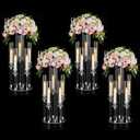 4PCS Acrylic Candelabra Flower Stand Centerpieces, Clear 5 Arm | 2 in 1 Acrylic wedding Centerpieces Stand for Birthday Party Event Decor, Fit LED Candle