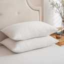 PURE ERA Jersey Knit Pillowcases 100% T-Shirt Cotton Super Soft Comfy Breathable, Set of 2, Standard 20" x 36", Solid Off White