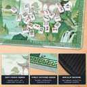 Green Chinoiserie Mahjong Mat for Table, Traditional Oriental Pavilion Chinese Landscape 31.5" x 31.5" Non-Slip & Noise Reduction Mahjong Mat for Poker Dominoes Cards & Board Games