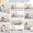Sasttie Wedge Pillow Set for After Surgery, 2PCS Adjustable Bed Wedge Pillow Headboard with Memory Foam Neck Cushion for Acid Reflux, Sleeping, Neck & Back Support, Dark Grey & White, Adjustable 9&12 Inch + 1 Head Pillow