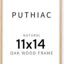 puthiac 11x14 Solid Oak Wood Picture Frame, Fits 8x10 with Mat or 11x14 Without Mat, Wall Display Only, Vertical or Horizontal, Plexi Front, 1 Pack, Natural Oak