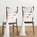 Ling's Moment Wedding Chiffon Chair Sashes Cover Aisle Decorations Draping Fabric Wrinkle-Free with Tie 16 Pcs White for Party Ceremony Reception Floral Arrangement Banquet Outdoor Decor