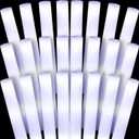 Liliful 100 Pcs LED Foam Sticks Bulk White Light up Sticks Flashing Glow Baton Wands Themed Party Set, Glow in the Dark Party Supplies for Wedding, Raves,Concert,Birthday,Sporting Events