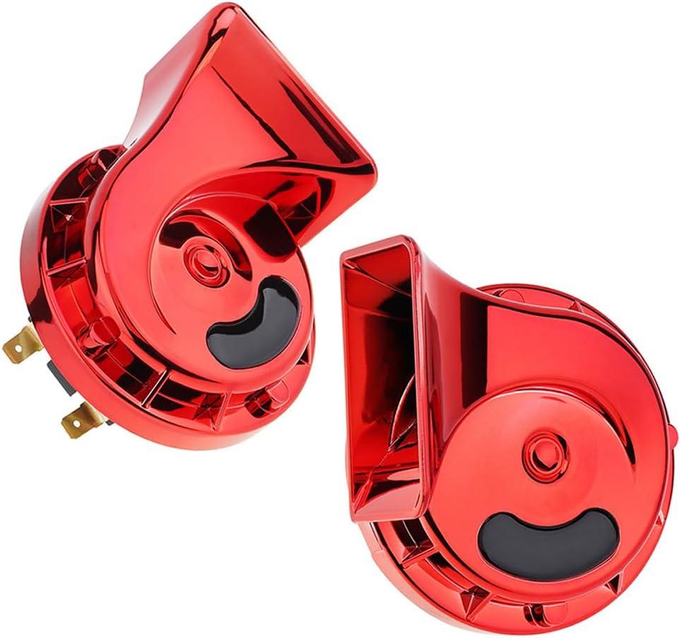 2PCS Train Horn for Truck, 12V 300dB Super Loud Waterproof Double Horn, Air Electric Snail Horn for Car, Truck, Motorcycle, Bike & Boat, Red