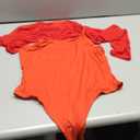 Avidlove Bodysuits for Women Round Neck Shapewear Bodysuit Long Sleeve Bodysuit Sexy Mesh Top Double Lined Cutout Shirt (X-Large, Red)