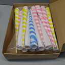 Supkiir 100Pcs Cotton Candy Cones, Striped Colorful Cotton Candy Sticks in Kraft Box, Paper Cotton Candy Floss Sugar Cane Holder for Cotton Candy Making Accessories Party Birthday Supplies