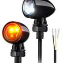 Benlari Mini Bullet Turn Signal Lights, Front Turn Signal Lights, 4 LEDs Motorcycle White Amber Blinkers Turn Lights Fit for Honda Yamaha Suzuki Kawasaki Harley Chopper Bobber, Gloss Black, 2PCS