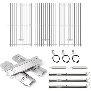 Grill Replacement Parts for Charbroil 463340516 463370519 463370516 463278418 Gas 2 Coal Grill, Grill Grates, Burner and Igniter, Heat Shield Tent, Flame Carryover Kit for Charbroil Gas2coal 463340516