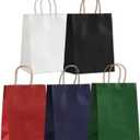 LIHOMR Gift Bags 8.25" X5.9 X3.15 100pcs Multicolour Kraft Paper Bag with Handles for Small Business Christmas Bulk, Wedding, Party Favor, Shopping, Lunch, Halloween Trick-or-Treat Bags