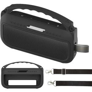 JCHPINE Silicone Cover Case for Bose SoundLink Flex Portable Bluetooth Speaker 2nd Gen, Protective Holder Accessories (Silicone case, Black)