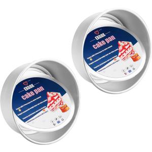 EXGOX 2 Pack 6-Inch Non-Stick Deep Aluminum Round Cake Pan With Removable Bottom For Wedding/Birthday/Christmas Cake Baking Round Cake Tin Set With Loose Base