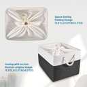 HOdo Home 3PCS Fabric Storage Bin with Drawstring Closure and 2 Bold Handles, Collapsible Large Canvas Storage Baskets for Organizing Shelf Nursery Home (White and Black, 15.8L11.8W9.5H) (15.811.89.5in/3-Pack)
