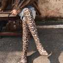 NEWBELLA Women's Over Knee High Boots - Leopard Print Stiletto Heels Pointed Toe Side Zipper for Fall Winter 8