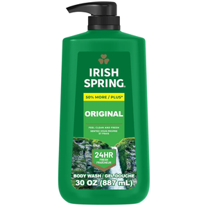 Irish Spring Original Moisturizing Body Wash for Men, 24-Hour Fresh, Face and Body Wash, Biodegradable Ingredients, Paraben Free, Cool Fresh Scent, 30 fl oz Pump Bottle, 4 Bottles