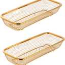 Kitchen Drawer Organizer, BuyGo Stainless Steel Storage Container Gold Metal Cabinet Storage Basket for Holding Silverware Kitchen Utensil, Pack of 2