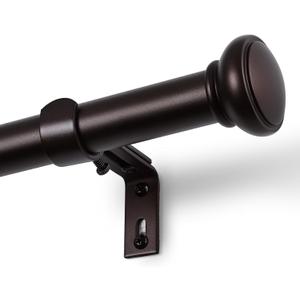Bronze Curtain Rods for Windows 28 to 48 Inches, 1 Inch Decorative Curtain Rod Set, Adjustable Length Heavy Duty Metal Window Curtain Rod with Brackets