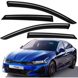 Lightronic Extra Durable Outside-Mount Auto Vent Window Visor, Fits 2021-2024 Kia K5 (Optima), UV Protection Rain Guard, Original Window Deflector, No-Drill Easy Install, Dark Smoke, 4-Pcs