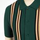 PJ PAUL JONES Mens Polo Shirts Vintage Striped Button Down Knitted Golf Shirts (Green, S)