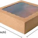 ONE MORE [15pcs] 12inch Kraft Bakery Boxes, 12x12x2.5inch Large Pie Boxes with PVC Window Natural Disposable Box for Cookie,Pack of 15 (Brown, 15)