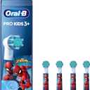 Oral-B Pro Kids Electric Toothbrush Head, with Spiderman Characters, Extra Soft Bristles, for Ages 3+, Pack of 4 Toothbrush Heads, White