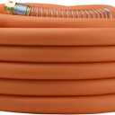 Wiseflow Garden Hose 75FT x 3/4", Heavy Duty Rubber Hose, Water Hose with Five Layered Braiding, Male Female Fittings, 1200PSI Burst, 300PSI Working for Yard, Car Wash, Pets (Orange)