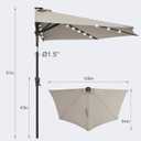FLAME&SHADE 9 FT Solar Half Patio Umbrella with 25 LED Lights, Half Outdoor Umbrella with Button Tilt, Half Round Table Umbrella For Deck, Backyard, Balconies, Decks, Rvs, UV Protection (Taupe)