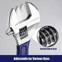 WORKPRO Adjustable Wrench Set, 6-inch, 8-inch, 10-inch, 12-inch Wide Jaw Wrenches with SAE and Metric Scales, Rubber Grip, Heat-Treated Steel for Home Repairs, Plumbing, and Garage Work