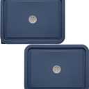 Replacement Lids for Pyrex 7211-PC 6 Cup Rectangle, Silicone Storage Cover Lid for Glass Bowl 2 Pack with Date Mark Dark blue