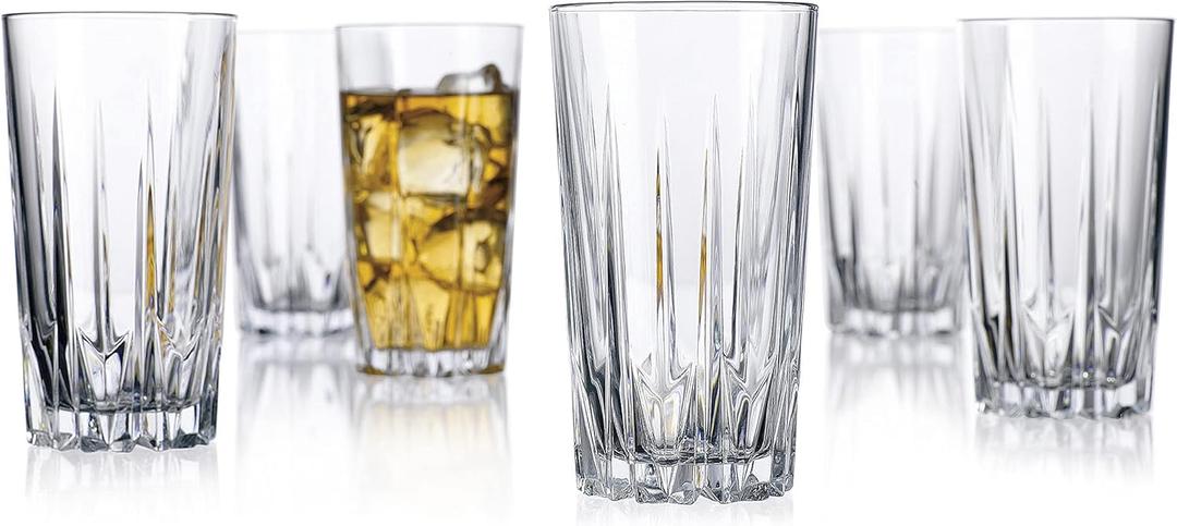 Home to Table Set of 10 Durable Brilliance Drinking Glasses Includes 10 Cooler Glasses(15oz) 10-piece Elegant Glassware Set- Great For Parties, Dinners, & Daily Use
