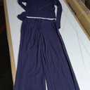 Womens Lounge Sets - Two Piece,Long Sleeve Slim Fit Tee Wide Leg Pants Tracksuit Sets | for Travel
 (Medium, Navy Blue)