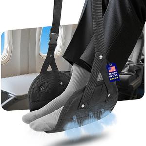 Ergonomic Airplane Foot Hammock(Memory Foam)-Ultimate Comfort Foot Hammock for Plane Travel Essentials to Relax Your Feet, Portable Airplane Foot Rest with Adjustable Strap, Perfect for Long Flight