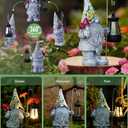Garden Gnome Statue with Solar Lights Lantern,Outdoor Sculpture Home Decor for Yard Lawn Balcony Patio Porch,Gardening Gifts for Mom Women Grandma