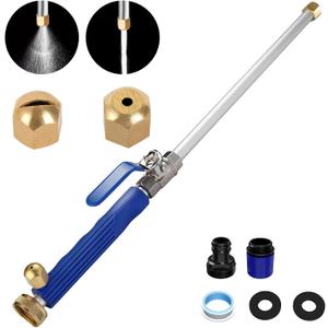 Fixcroy 18 Inch Garden Hose Power Wand, 2 Nozzles Pressure Washer Hose Attachment for Gutter Car Patio Window Cleaning