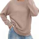 Zeagoo Fall Sweaters for Women 2026 Long Sleeve Crewneck Ribbed Knit Pullover Sweater Loose Fit Basic Jumper Tops (Small)