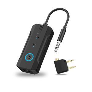 2026 Bluetooth 6.0 Transmitter Receiver, 2-in-1 Airplane Travel Adapter for 2 AirPods/Headphones, 3.5mm AUX for Flight/TV/Car, Compatible with Apple AirPods 1/2/3/4 & Pro 1/2/3