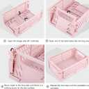 Plastic Baskets for Desk Organizing, Drawer Organizer, 2 Medium+2 Small Durable Folding Storage Crate for Home Kitchen Classroom Office Bedroom and Bathroom (Pink)