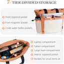 TOPEAST Tote Bag for Women, Lightweight Puffer Tote Bag with Zipper, Work Bags for Nurse Teacher, Travel Puffy Handbag (Beige & Orange-large)