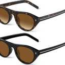 Retro Oval Cat Eye Sunglasses for Women Men- Trendy Y2K 90s Vintage Designer Sun Glasses with UV Protection for Driving Traveling Outfit